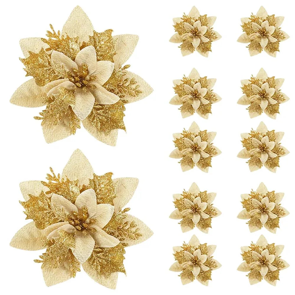 5/10pcs Glitter Christmas Flowers