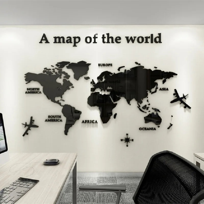 3D Acrylic World Map Sticker