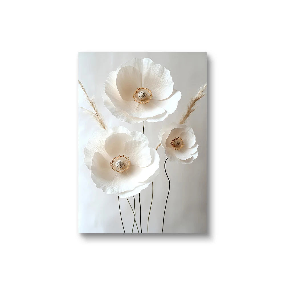 Nordic Beige Peony Canvas Art