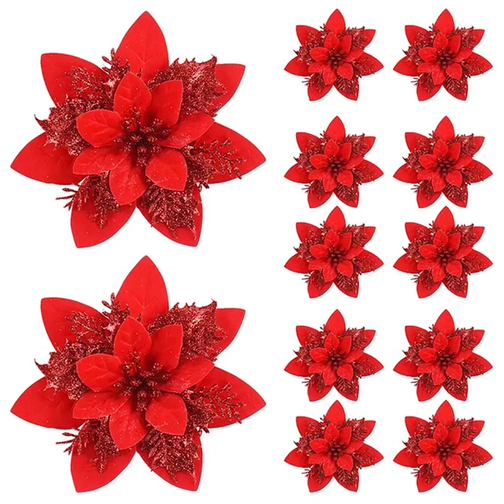 5/10pcs Glitter Christmas Flowers