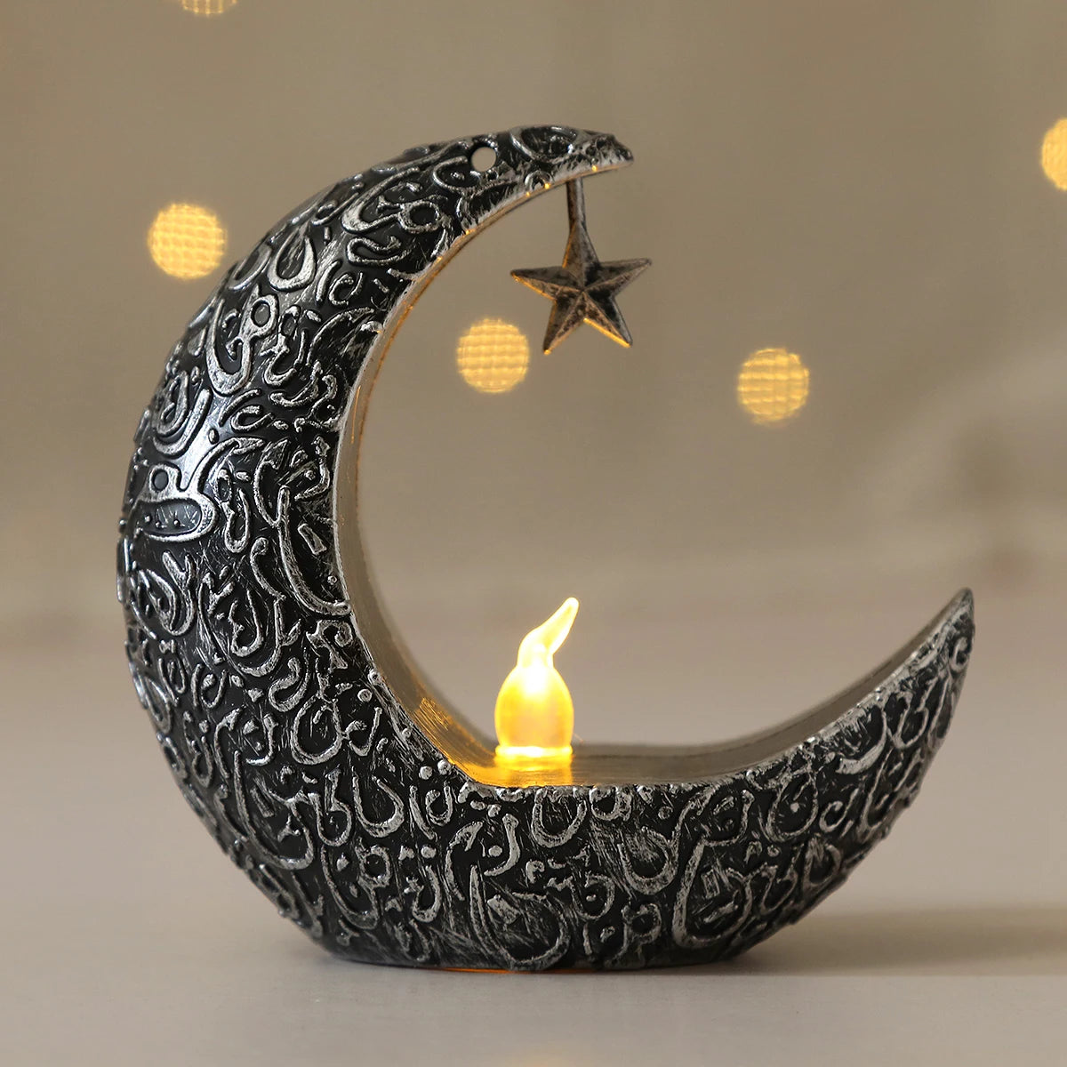 Eid Mubarak LED Star & Moon Candlestick Light