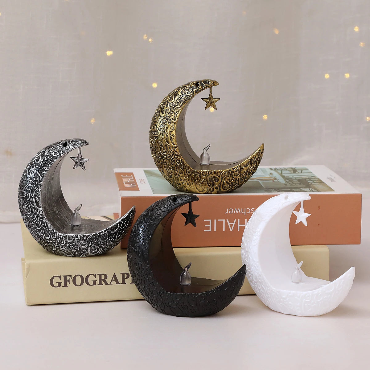 Eid Mubarak LED Star & Moon Candlestick Light