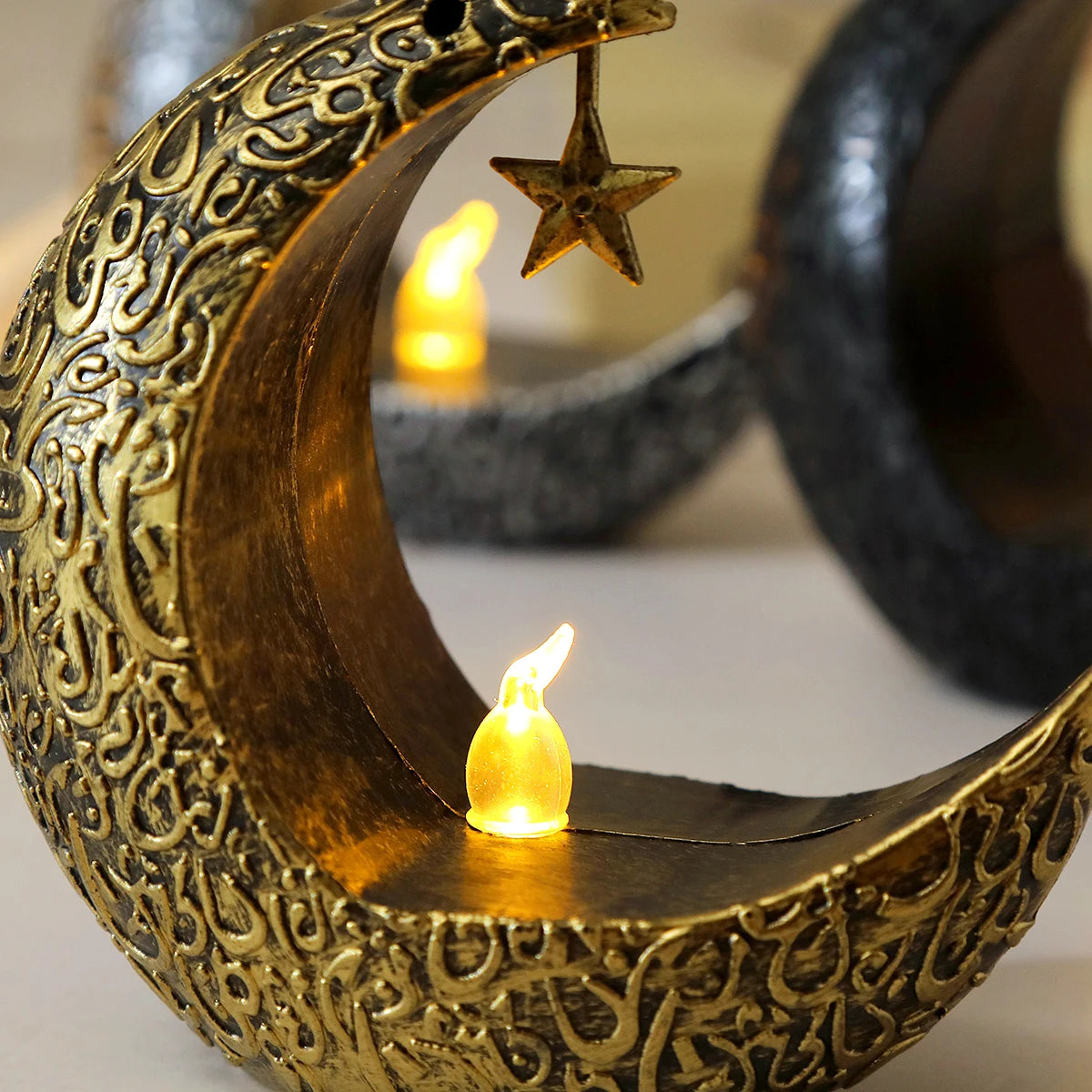 Eid Mubarak LED Star & Moon Candlestick Light