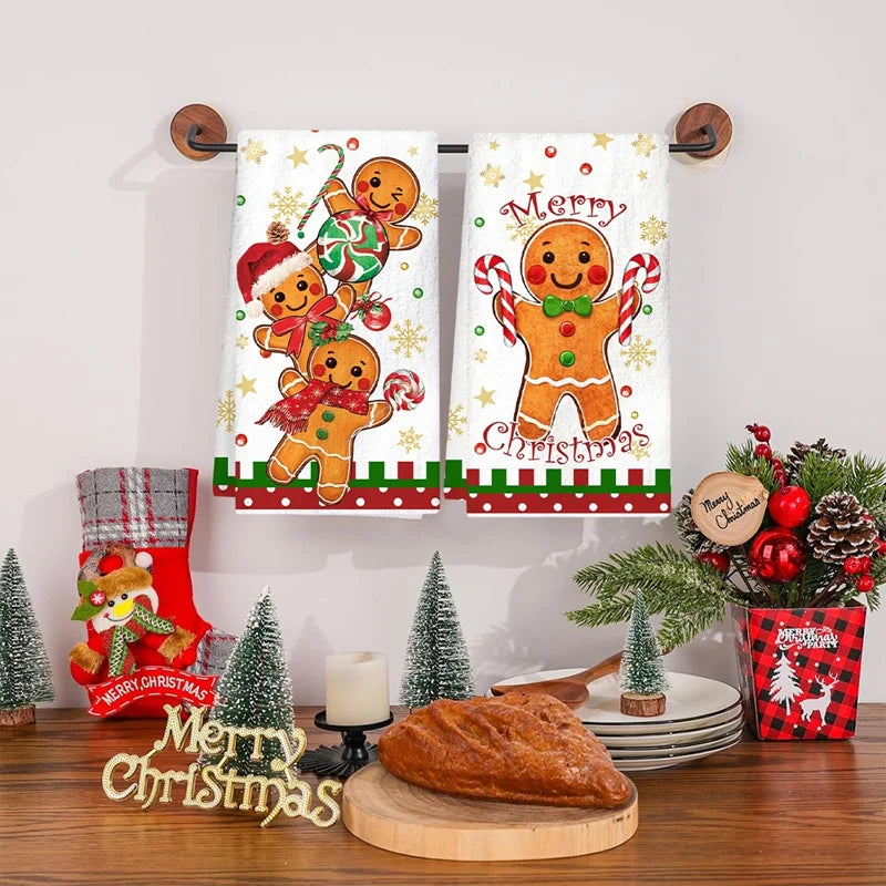 2pcs Christmas Plaid Towels