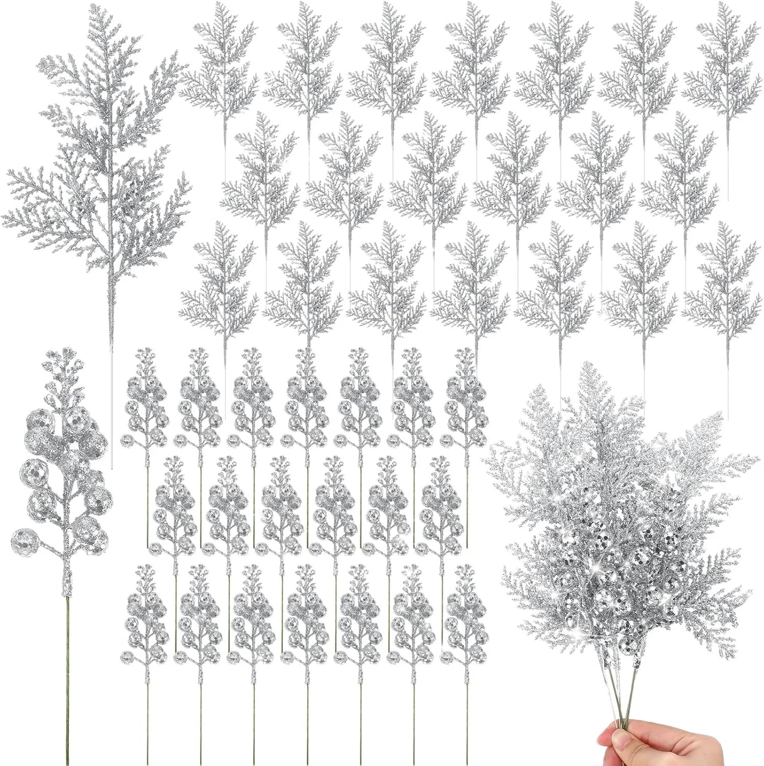 Glittered Berry & Pine Bouquets