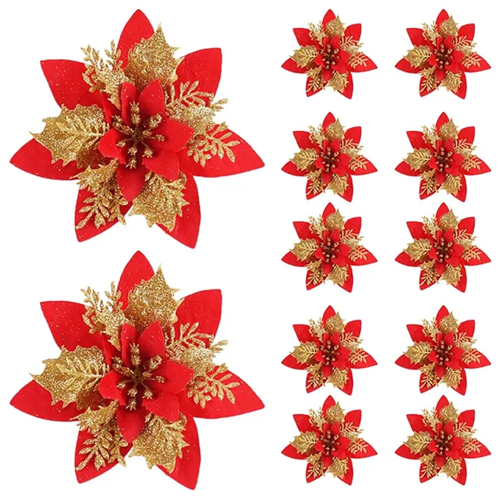 5/10pcs Glitter Christmas Flowers