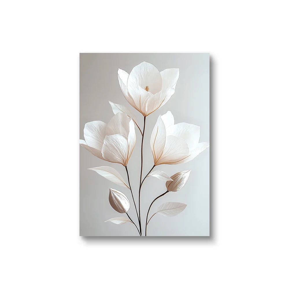Nordic Beige Peony Canvas Art