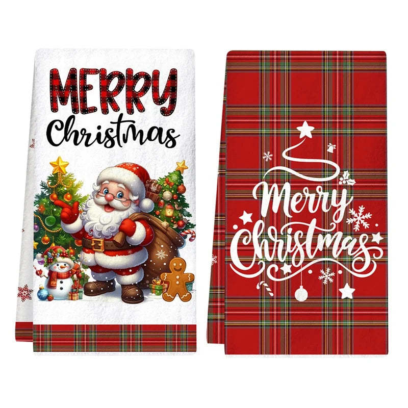 2pcs Christmas Plaid Towels