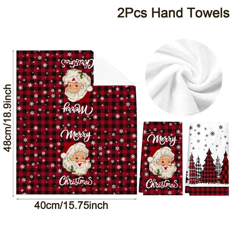 2pcs Christmas Plaid Towels