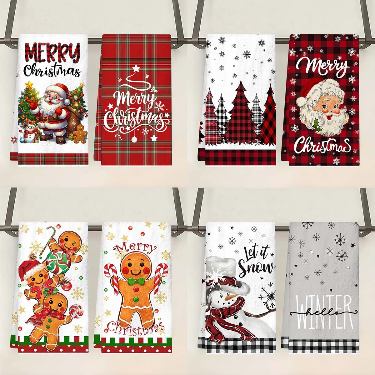 2pcs Christmas Plaid Towels