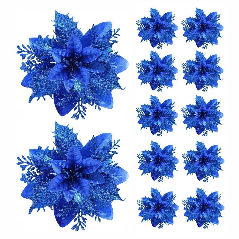 5/10pcs Glitter Christmas Flowers