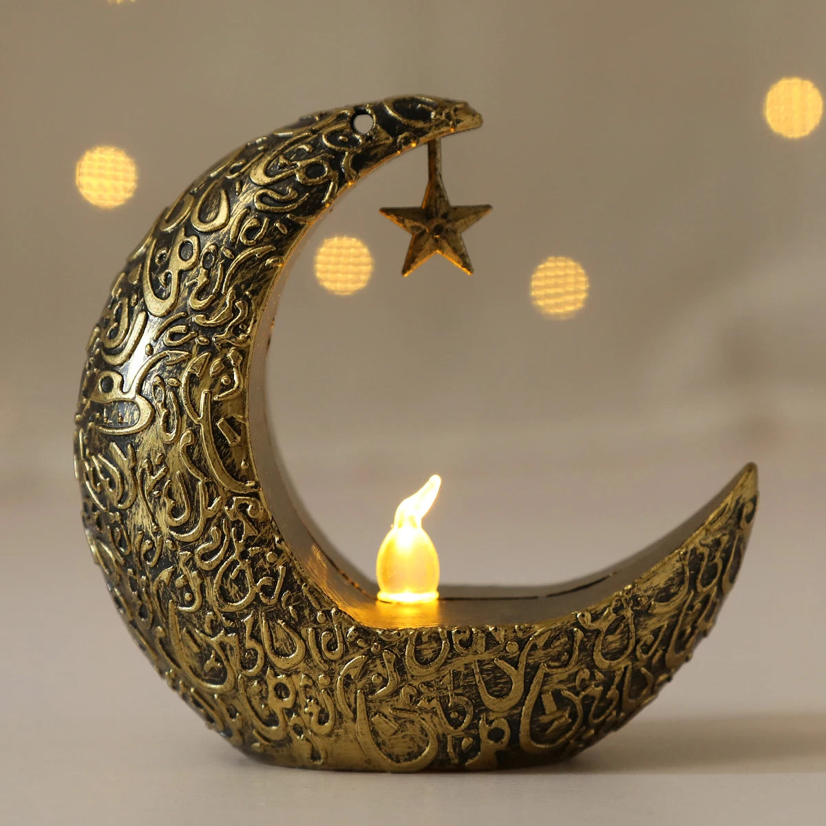 Eid Mubarak LED Star & Moon Candlestick Light