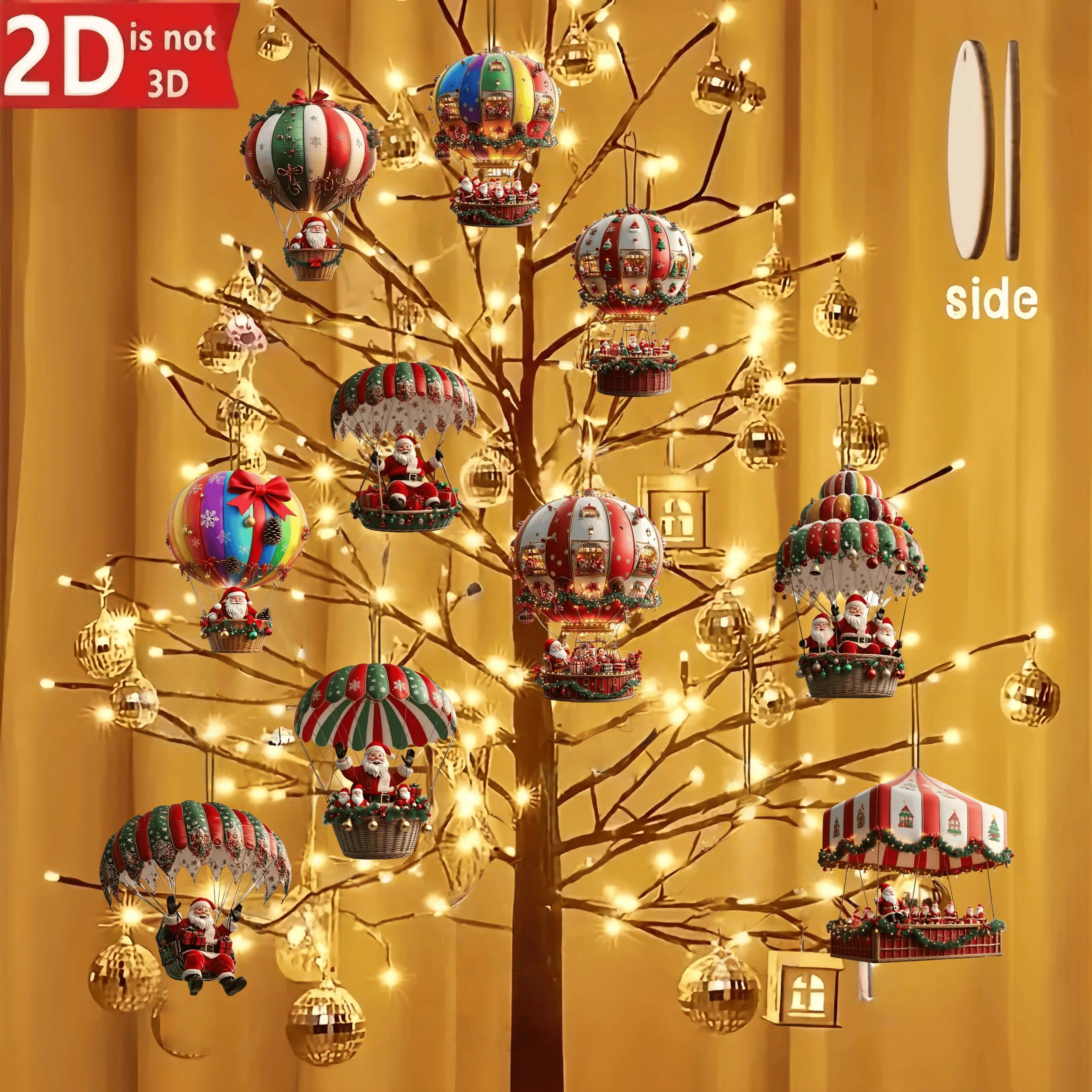 10pcs Wooden Santa Ornaments