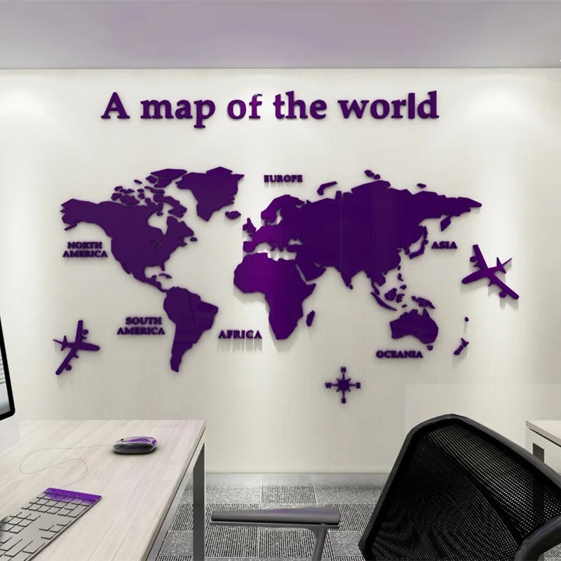 3D Acrylic World Map Sticker