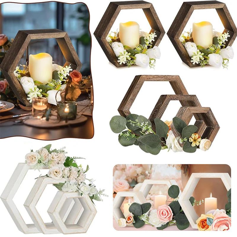 Wooden Hexagon Candle Holder