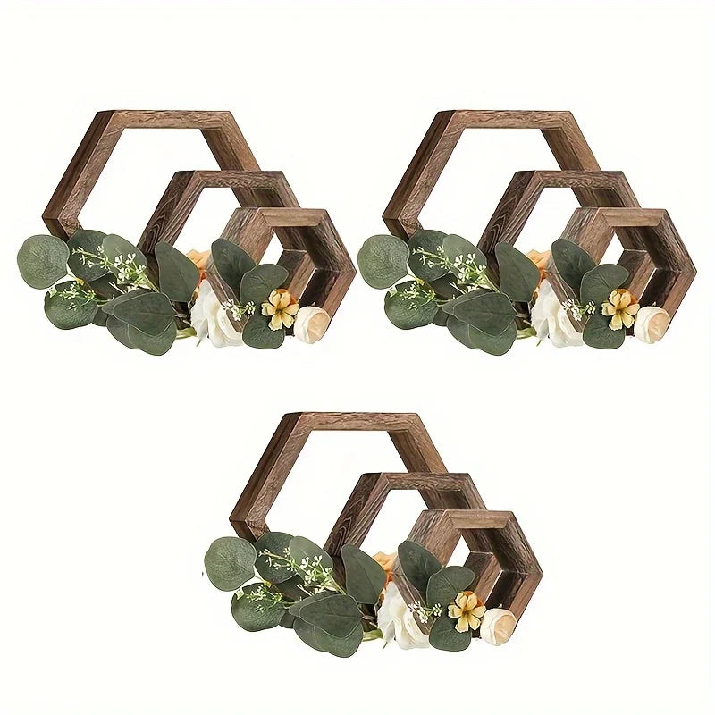 Wooden Hexagon Candle Holder