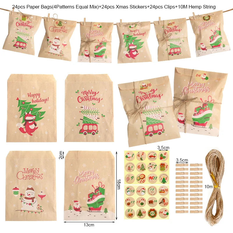 24pcs Christmas Kraft Gift Bags