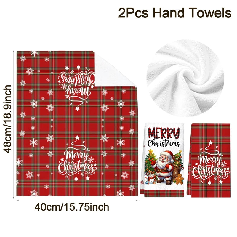 2pcs Christmas Plaid Towels