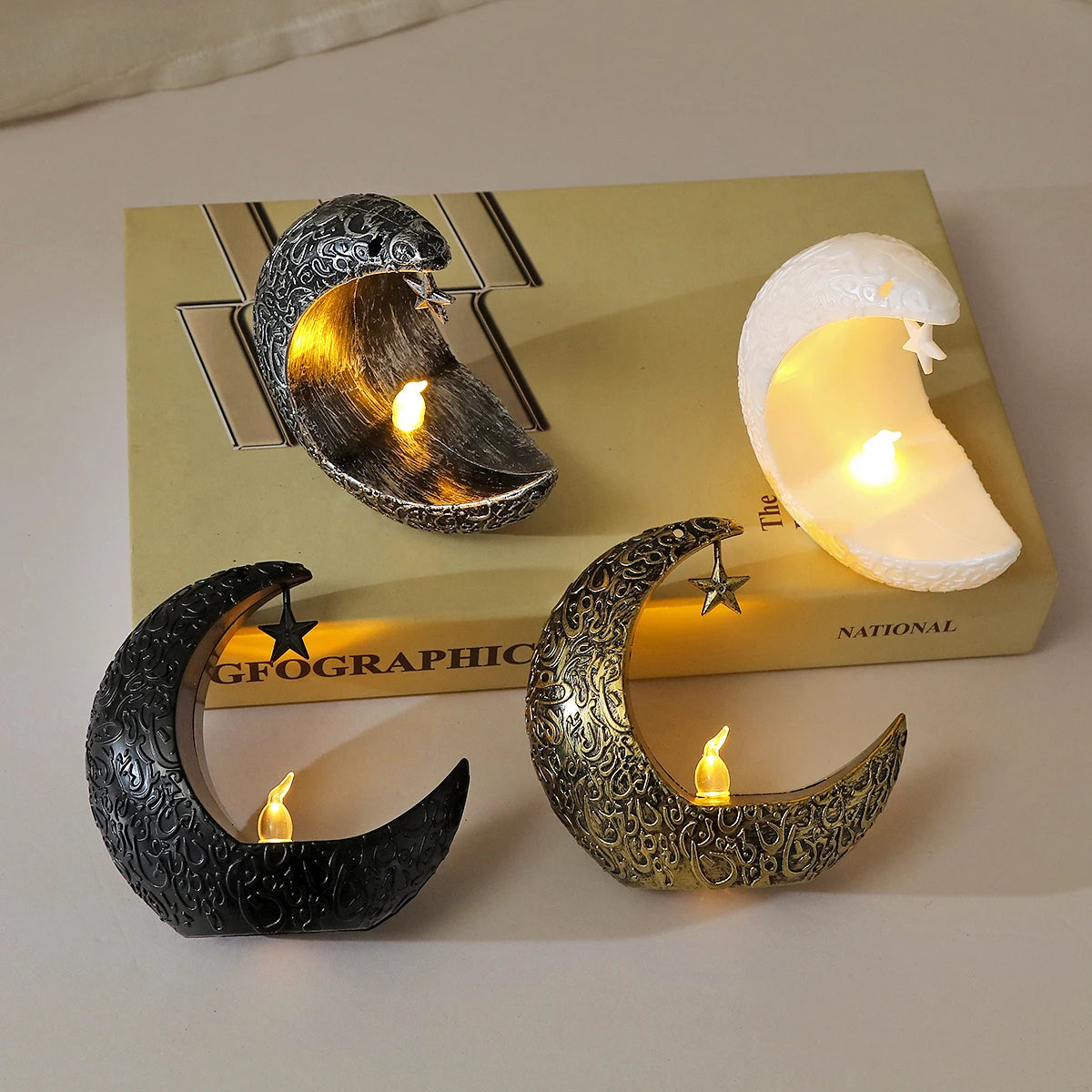 Eid Mubarak LED Star & Moon Candlestick Light