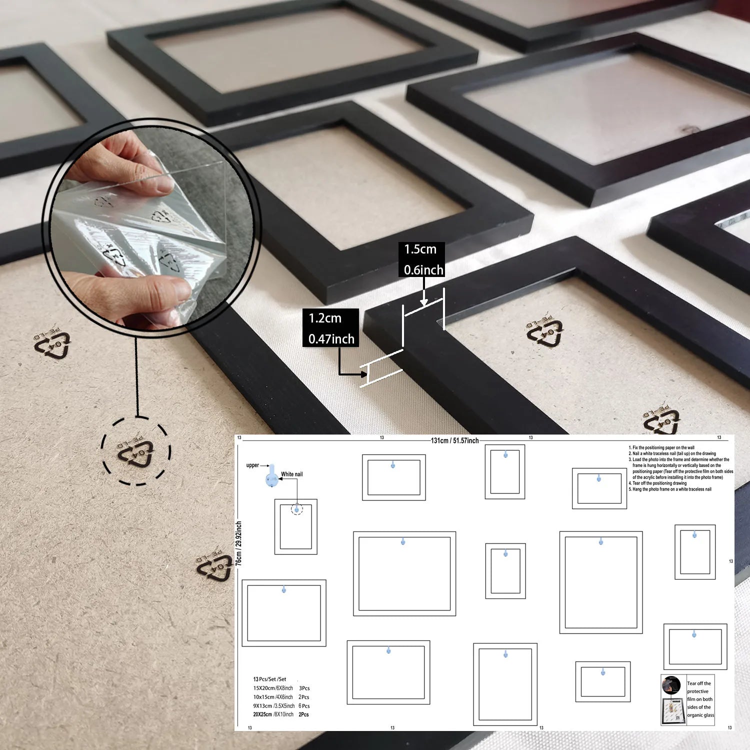 13PCS Wood Photo Frame Set