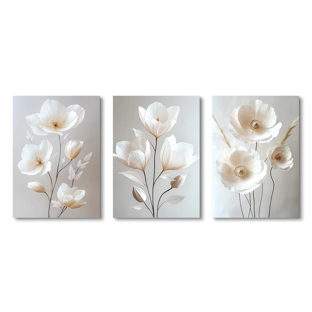 Nordic Beige Peony Canvas Art