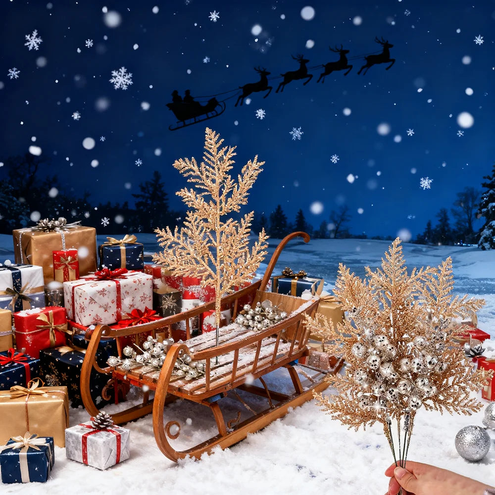 Glittered Berry & Pine Bouquets