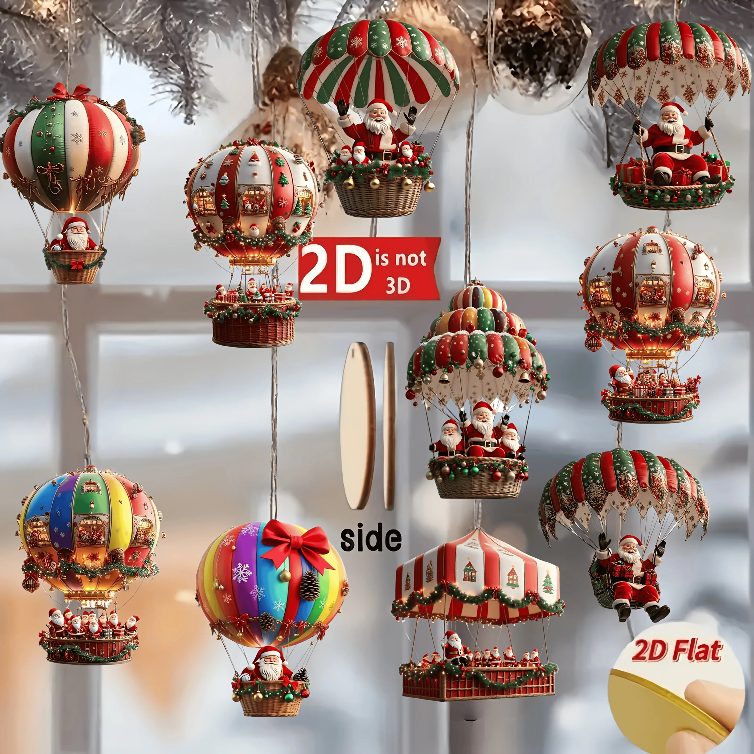 10pcs Wooden Santa Ornaments