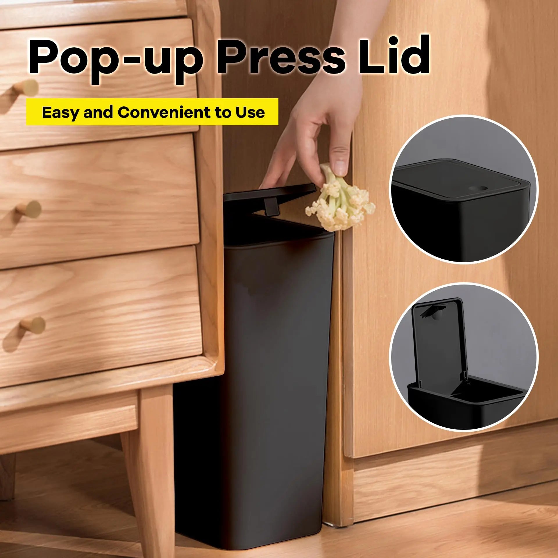 10L Small Press-Top Trash Can