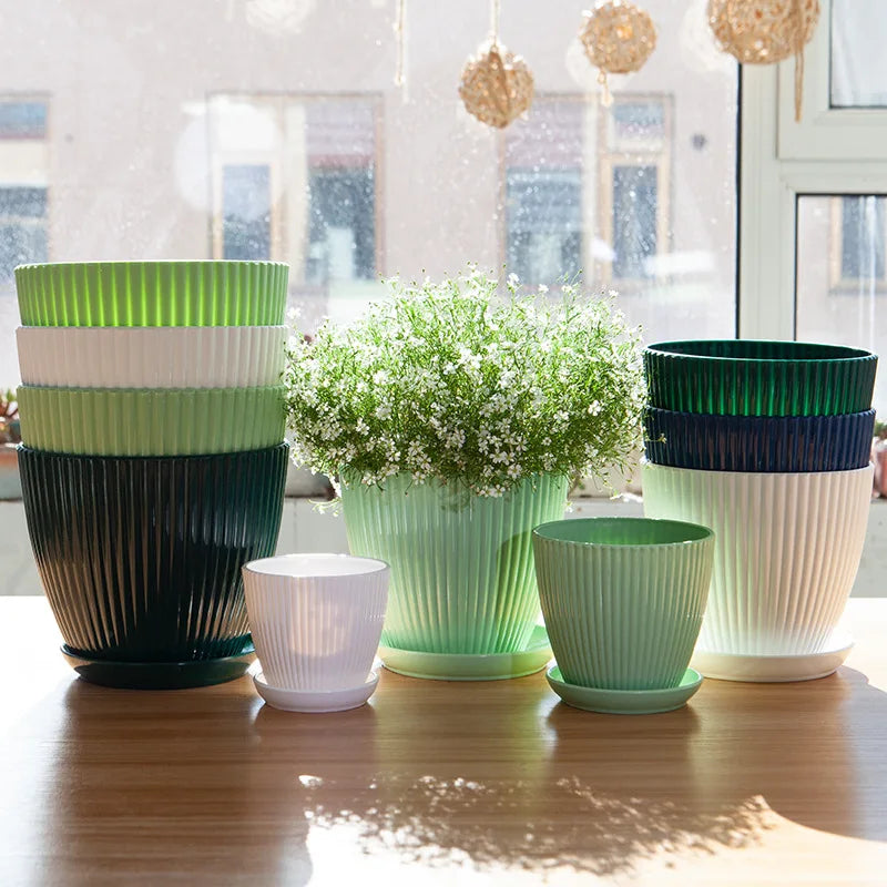 Round Flower Pots with Tray