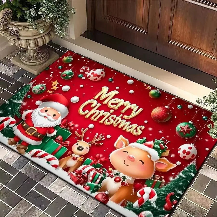 Christmas Santa & Elk Door Mat