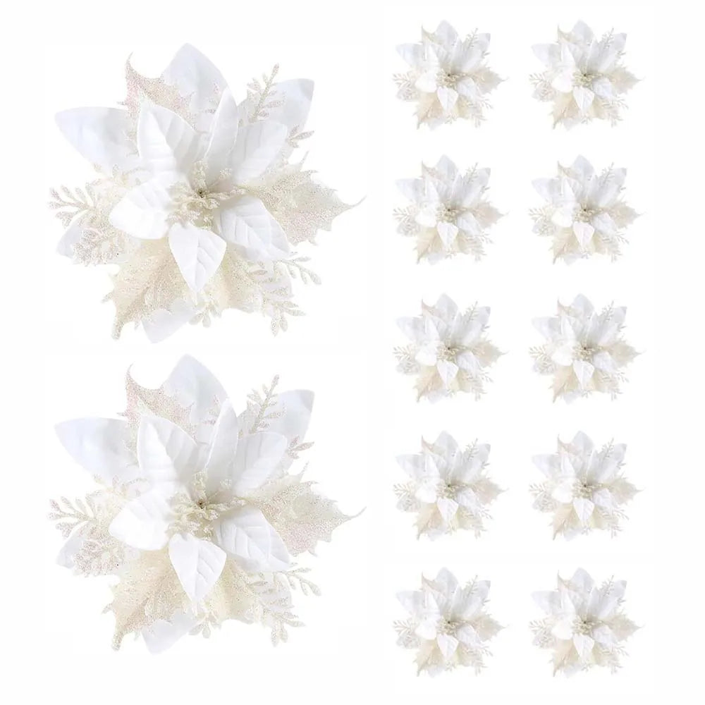 5/10pcs Glitter Christmas Flowers