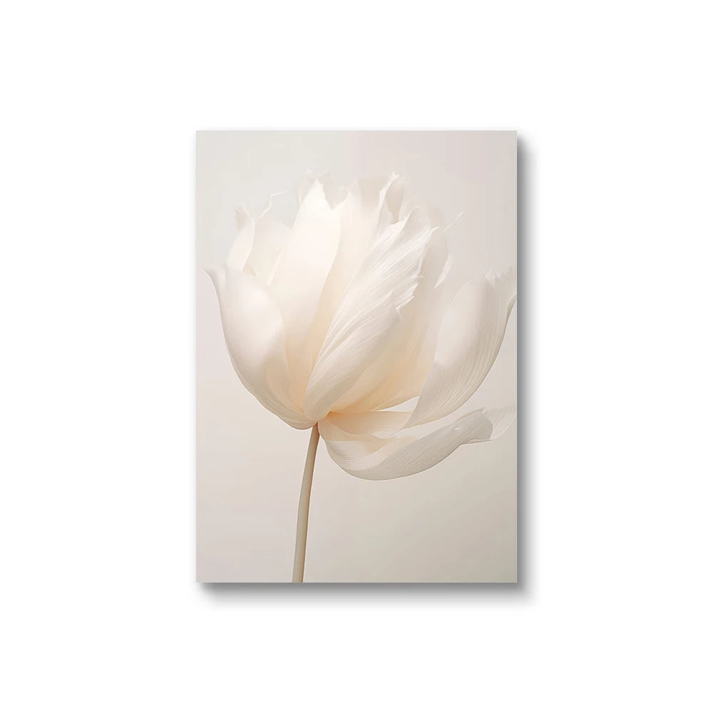 Nordic Beige Peony Canvas Art