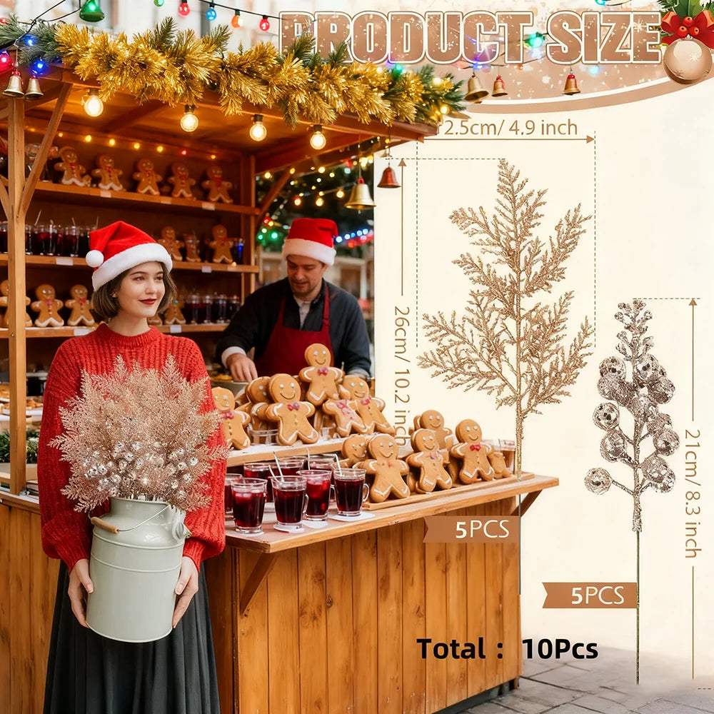 Glittered Berry & Pine Bouquets