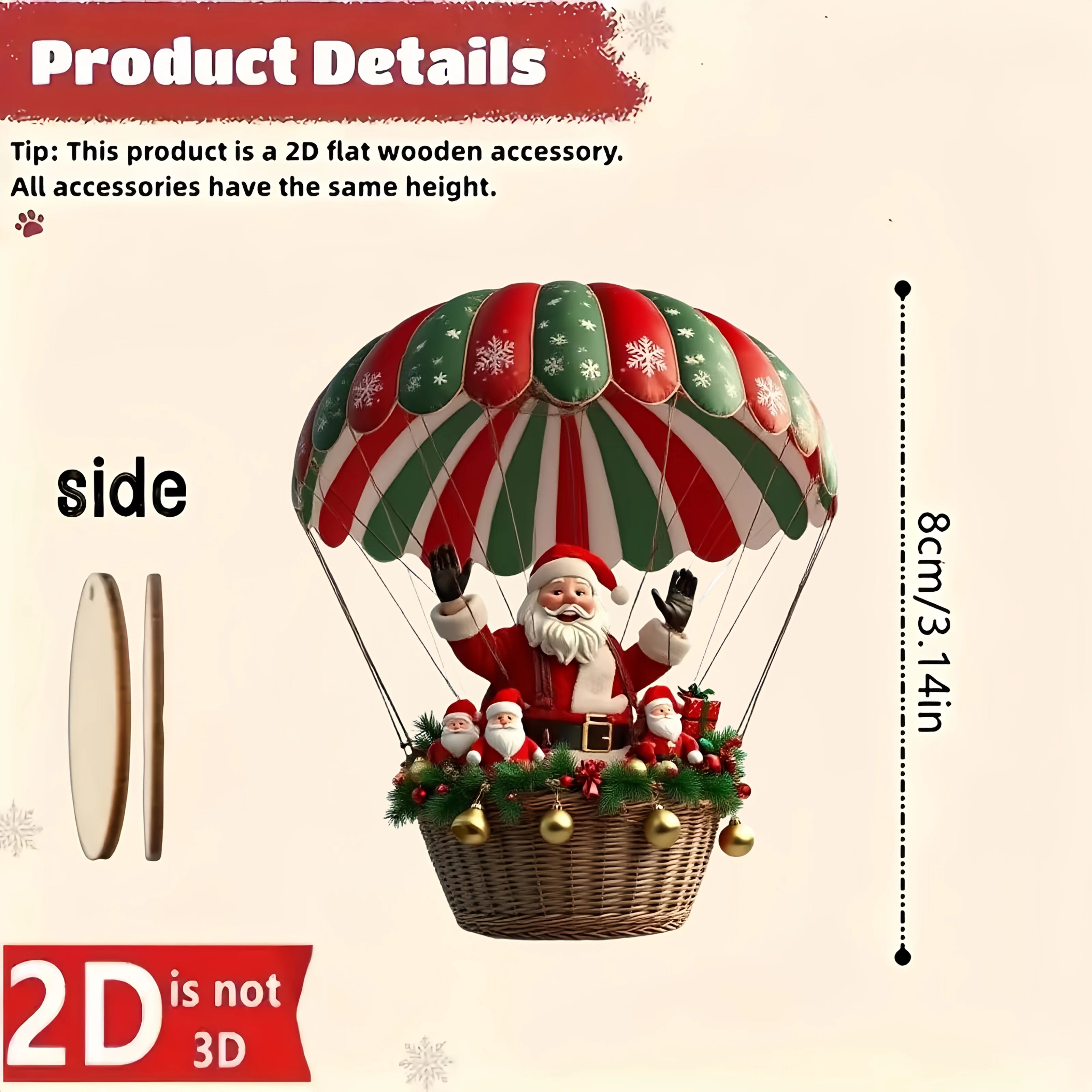 10pcs Wooden Santa Ornaments