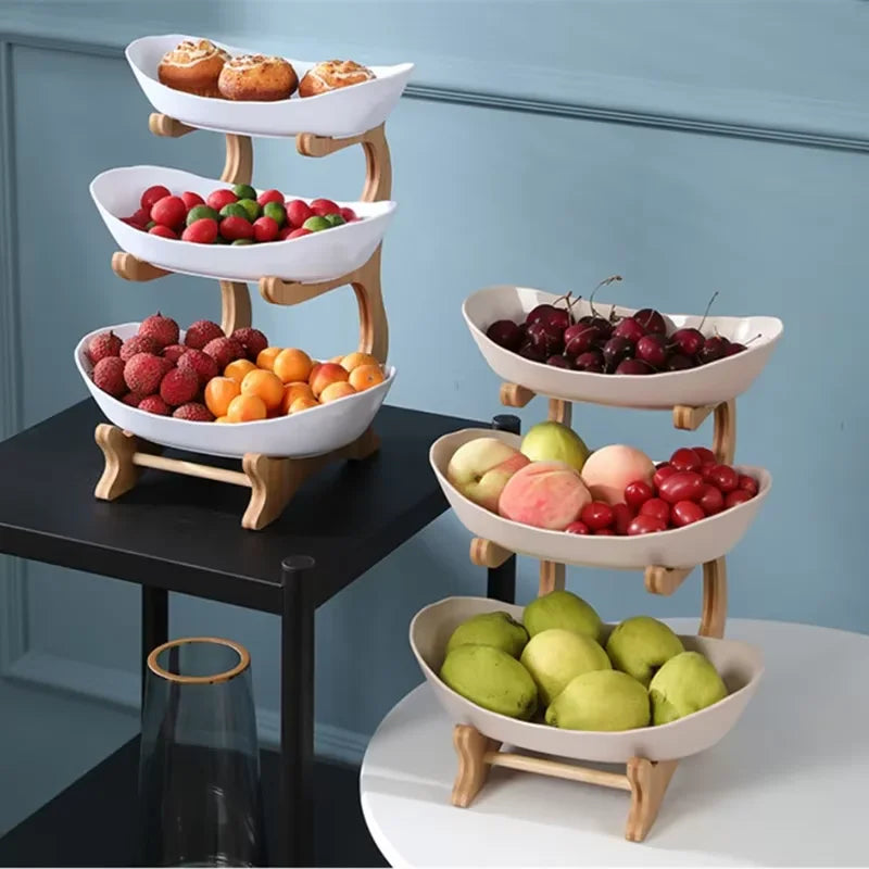 Three-Layer Wooden Table Stand