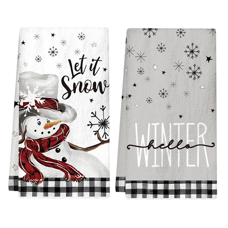 2pcs Christmas Plaid Towels