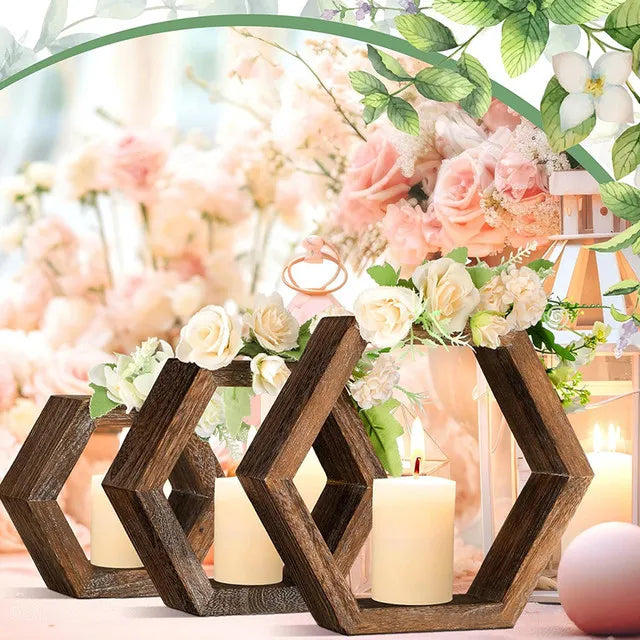 Wooden Hexagon Candle Holder