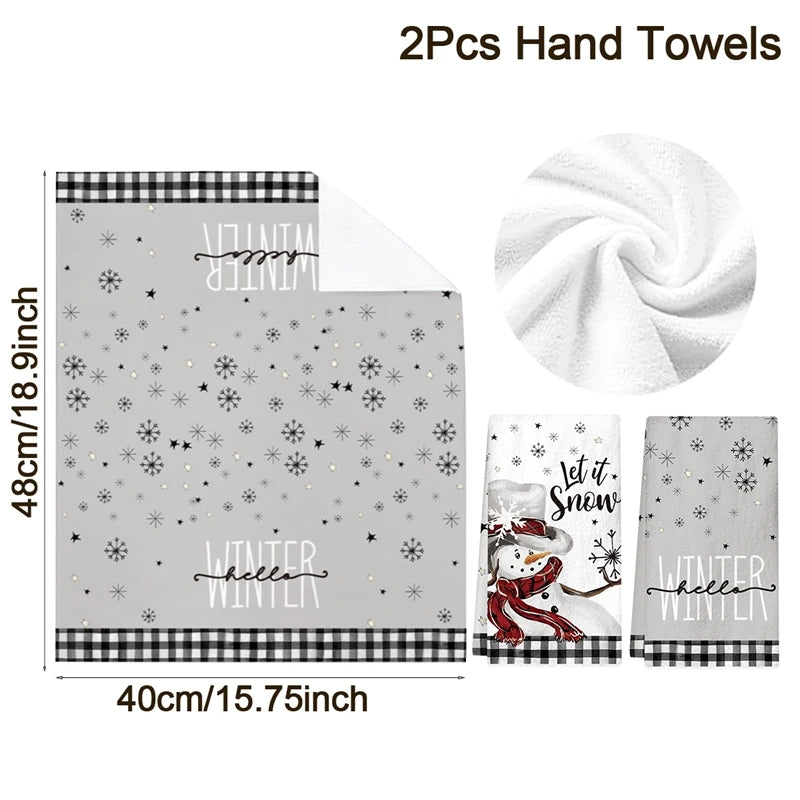 2pcs Christmas Plaid Towels