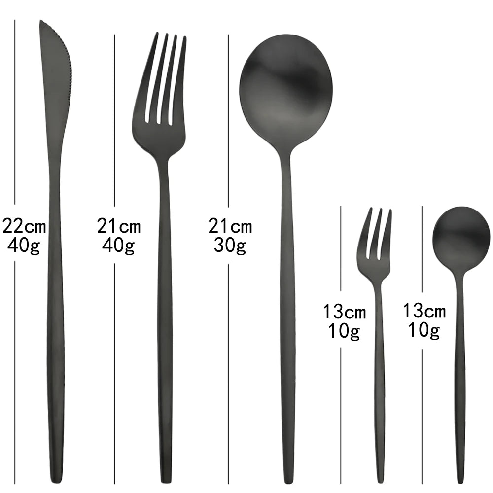 30-Piece Black & Gold Cutlery