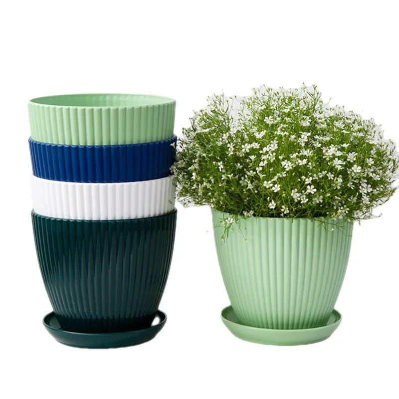 Round Flower Pots with Tray