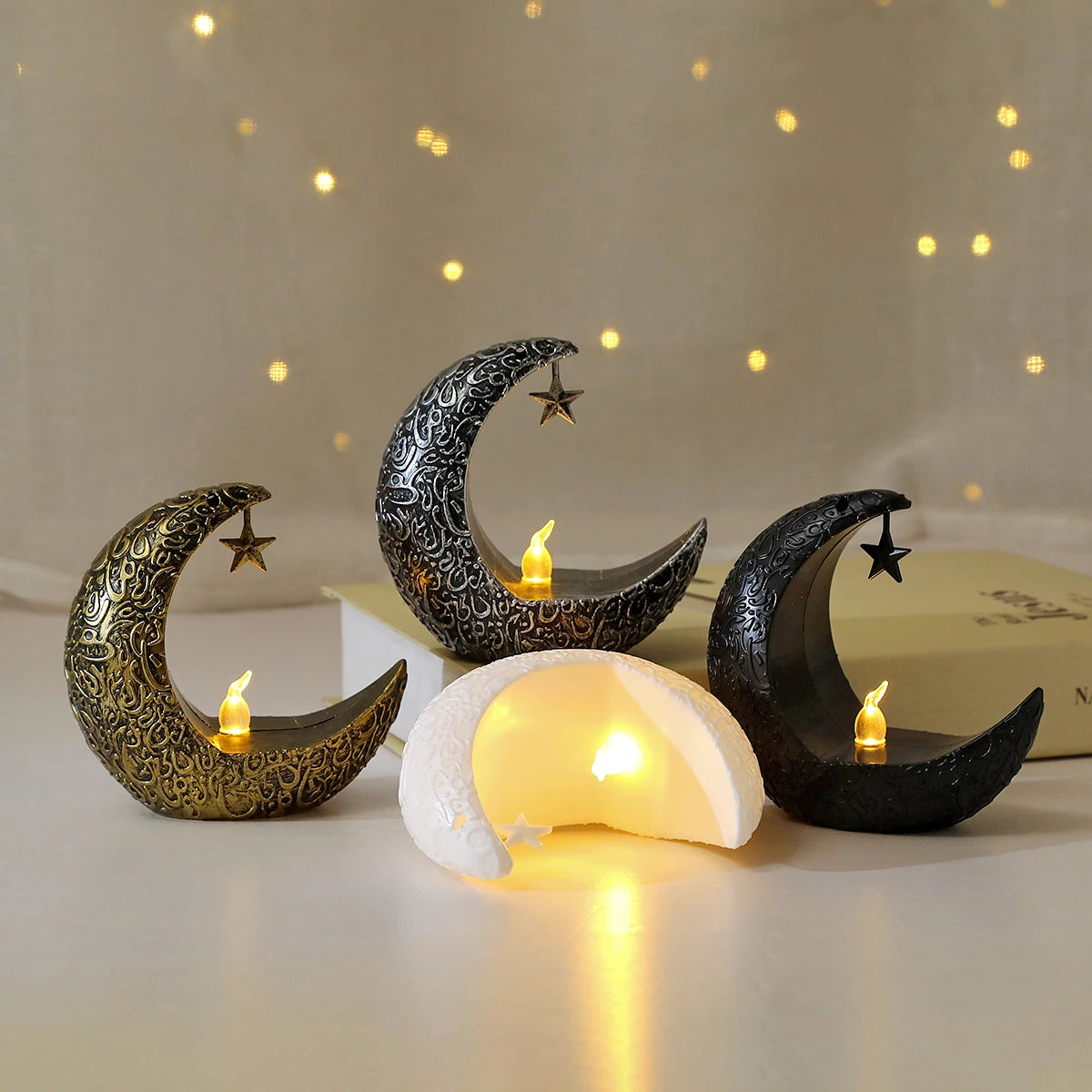Eid Mubarak LED Star & Moon Candlestick Light