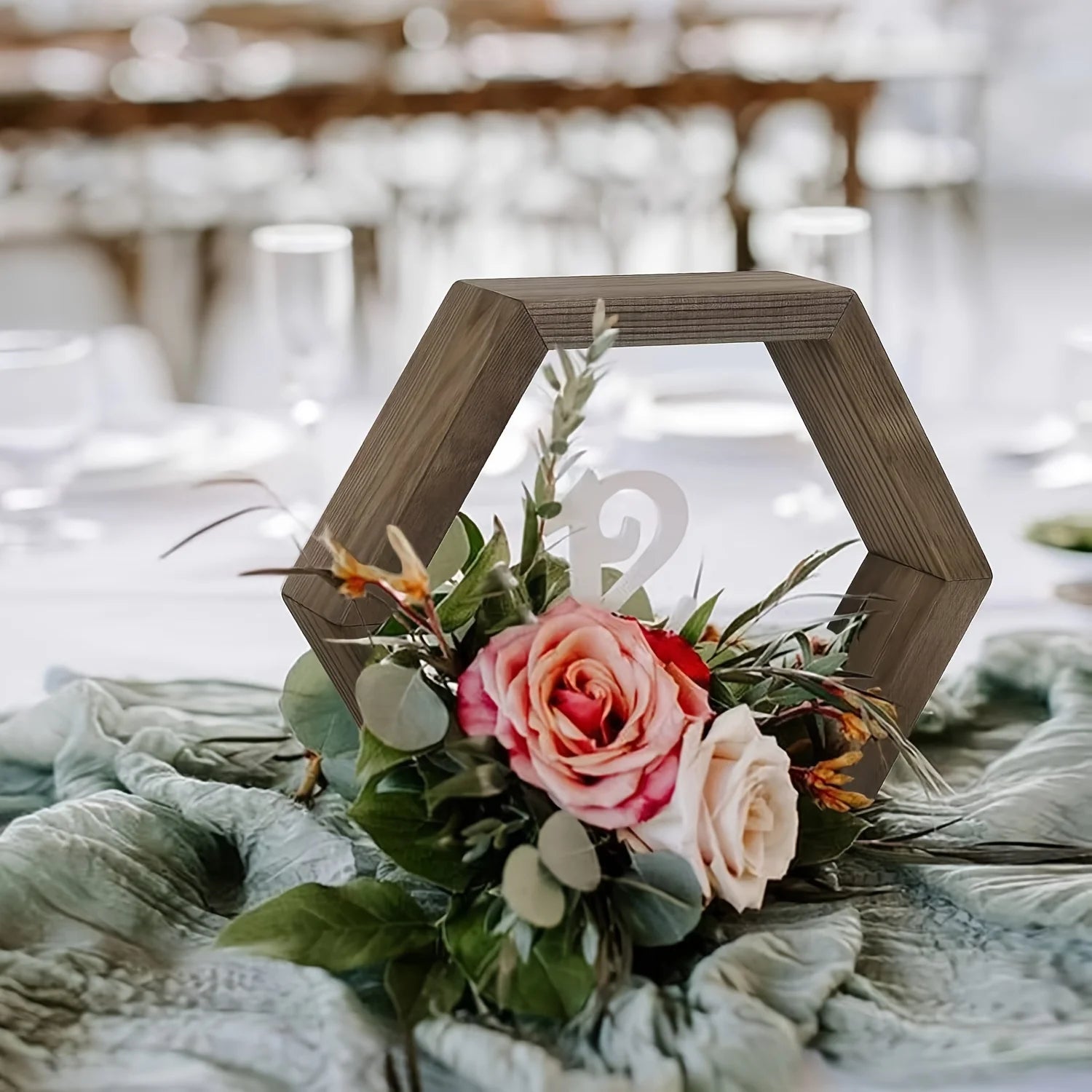 Wooden Hexagon Candle Holder
