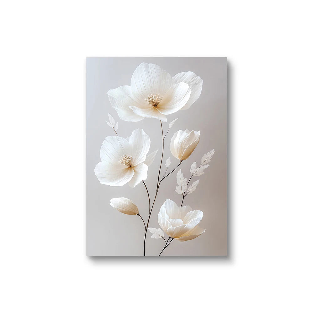 Nordic Beige Peony Canvas Art