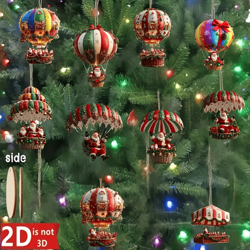 10pcs Wooden Santa Ornaments
