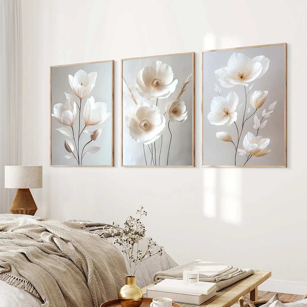 Nordic Beige Peony Canvas Art