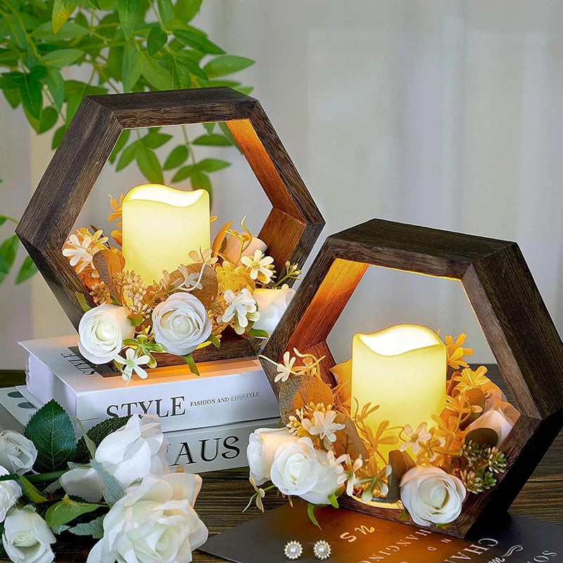 Wooden Hexagon Candle Holder