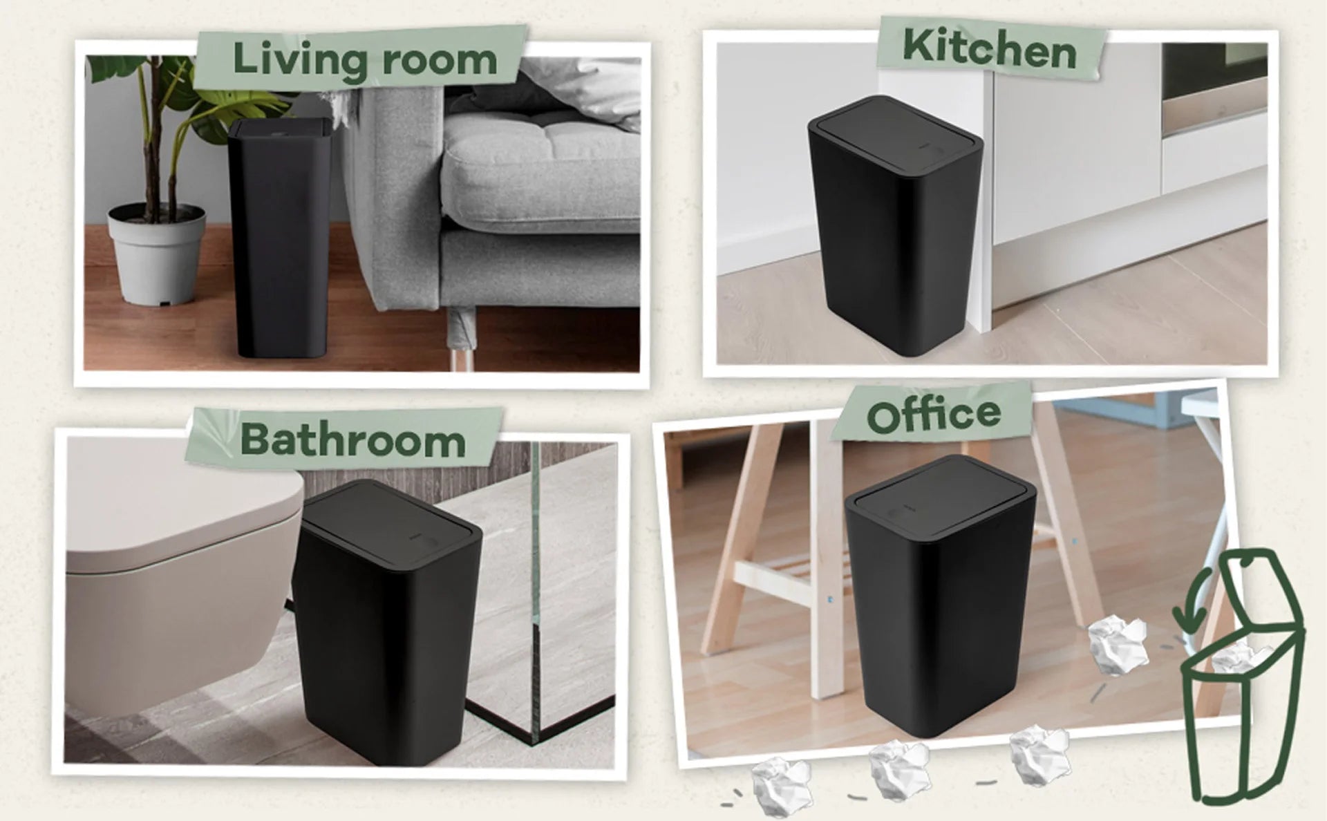 10L Small Press-Top Trash Can