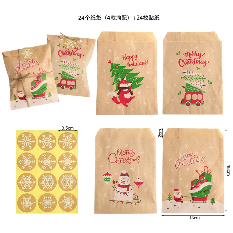 24pcs Christmas Kraft Gift Bags