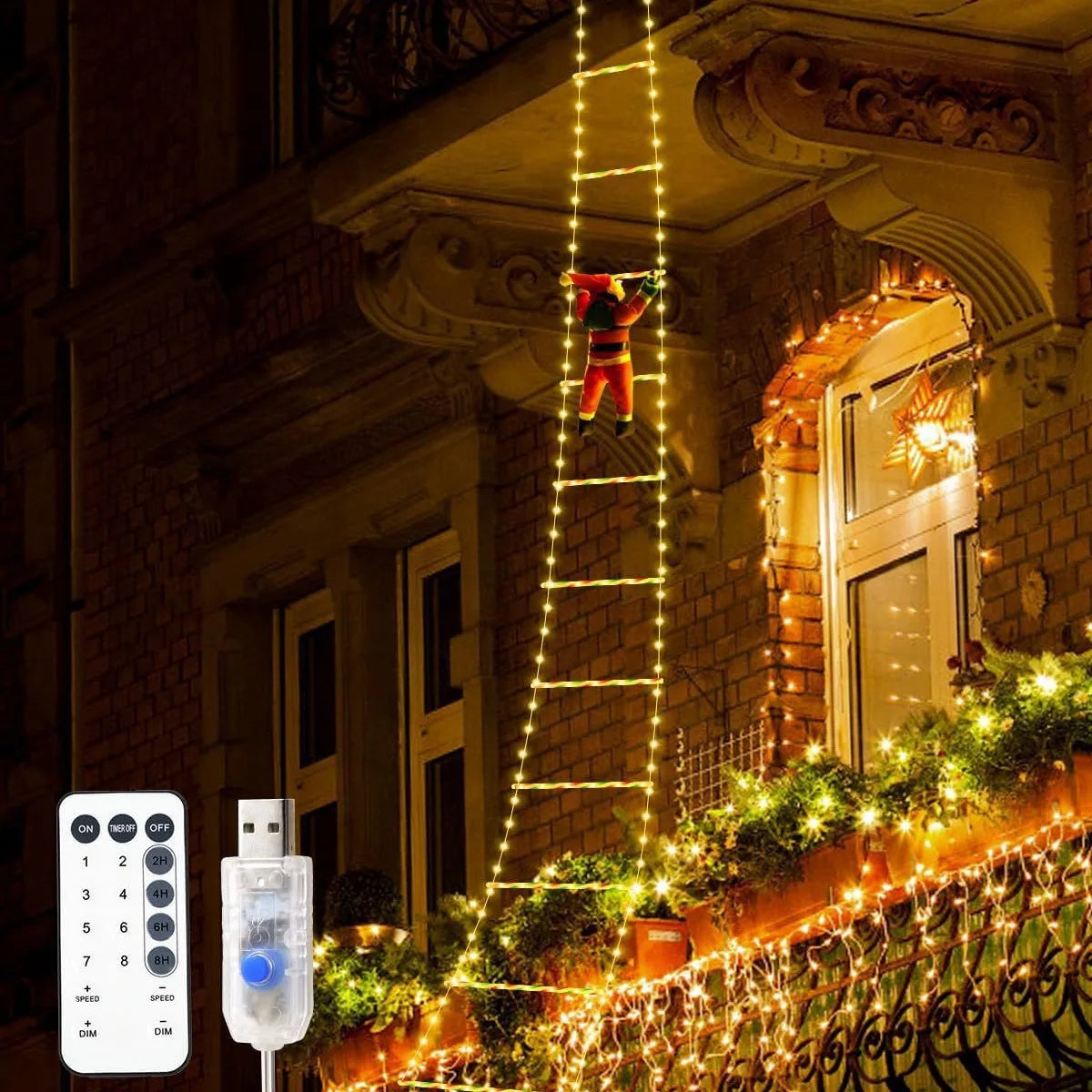 LED Santa Climbing Ladder Light