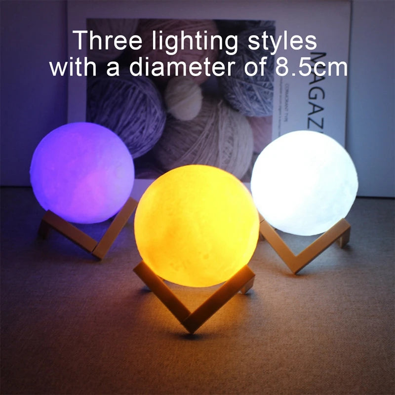 LED Moon Lamp – Starry Night Light with Stand
